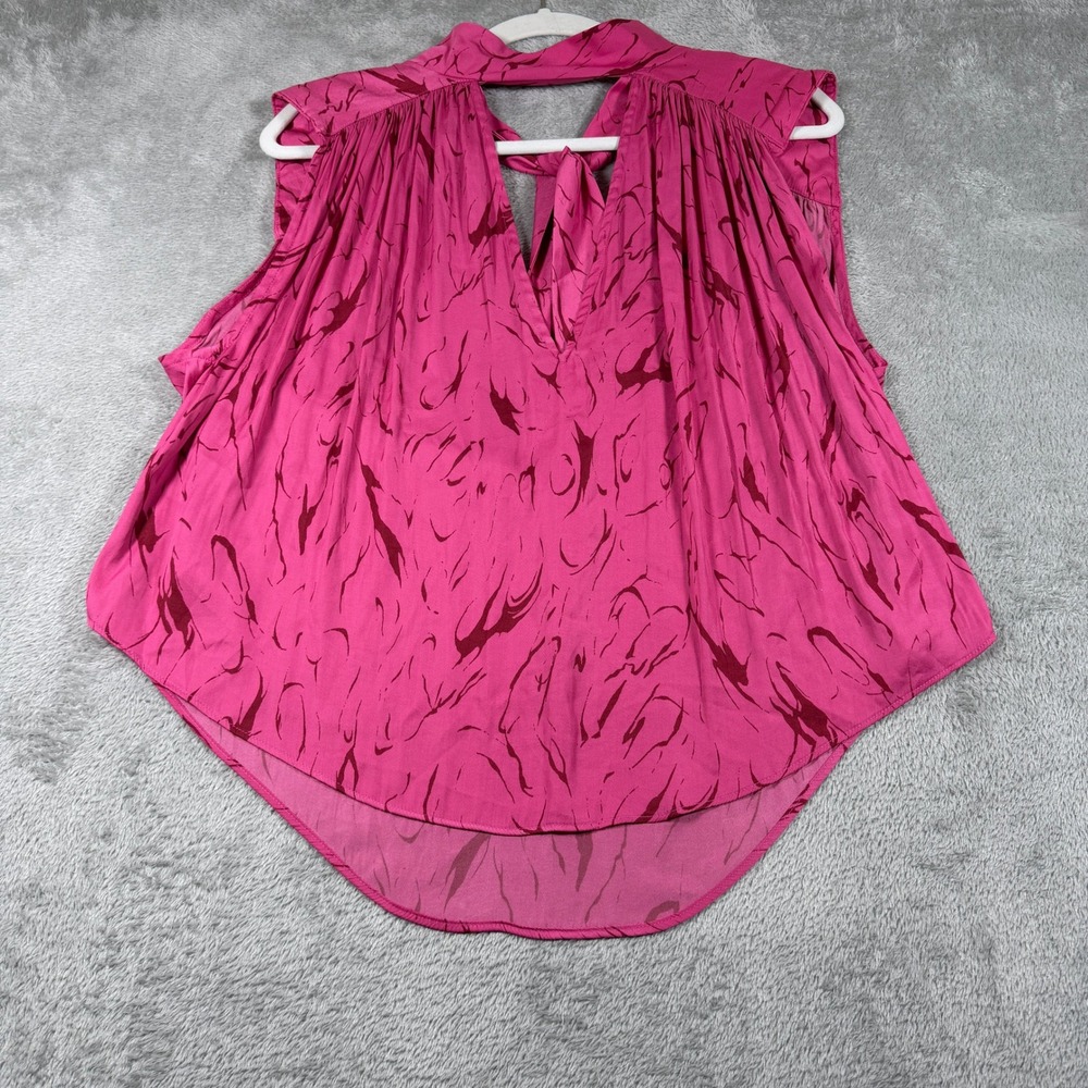 Free People Every Little Thing Sleeveless Blouse Womens XS Pink Abstract V-Neck